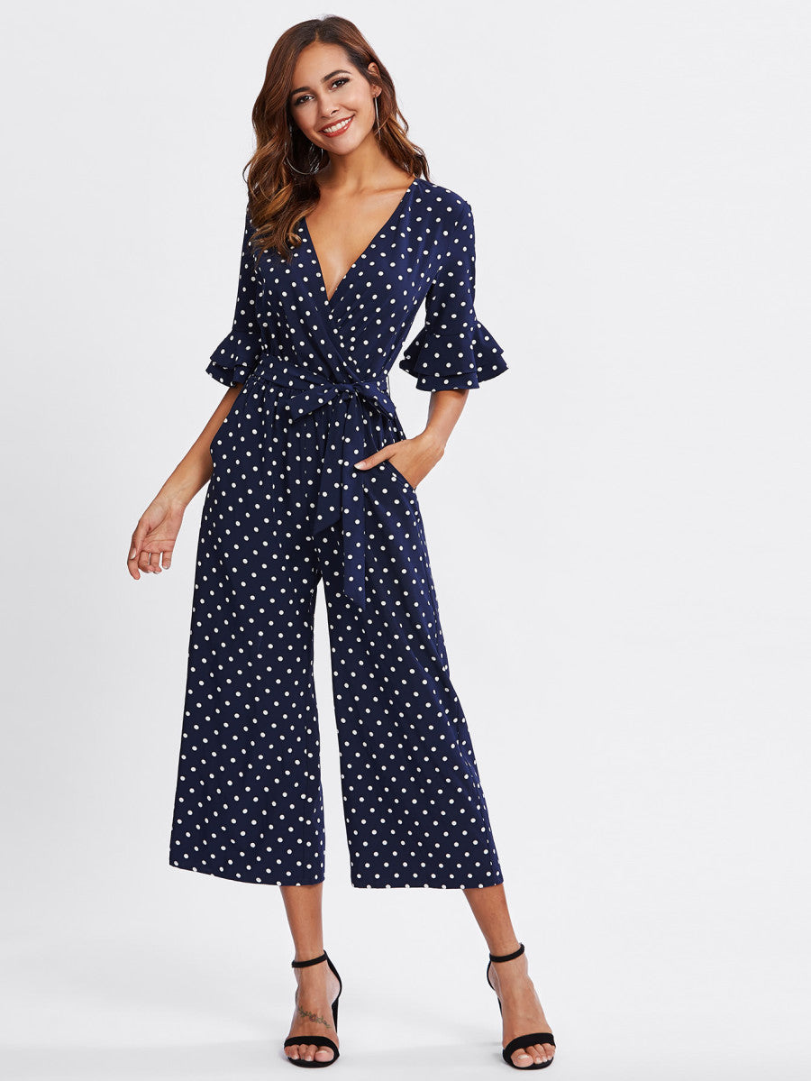 Tiered Trumpet Sleeve Jumpsuit