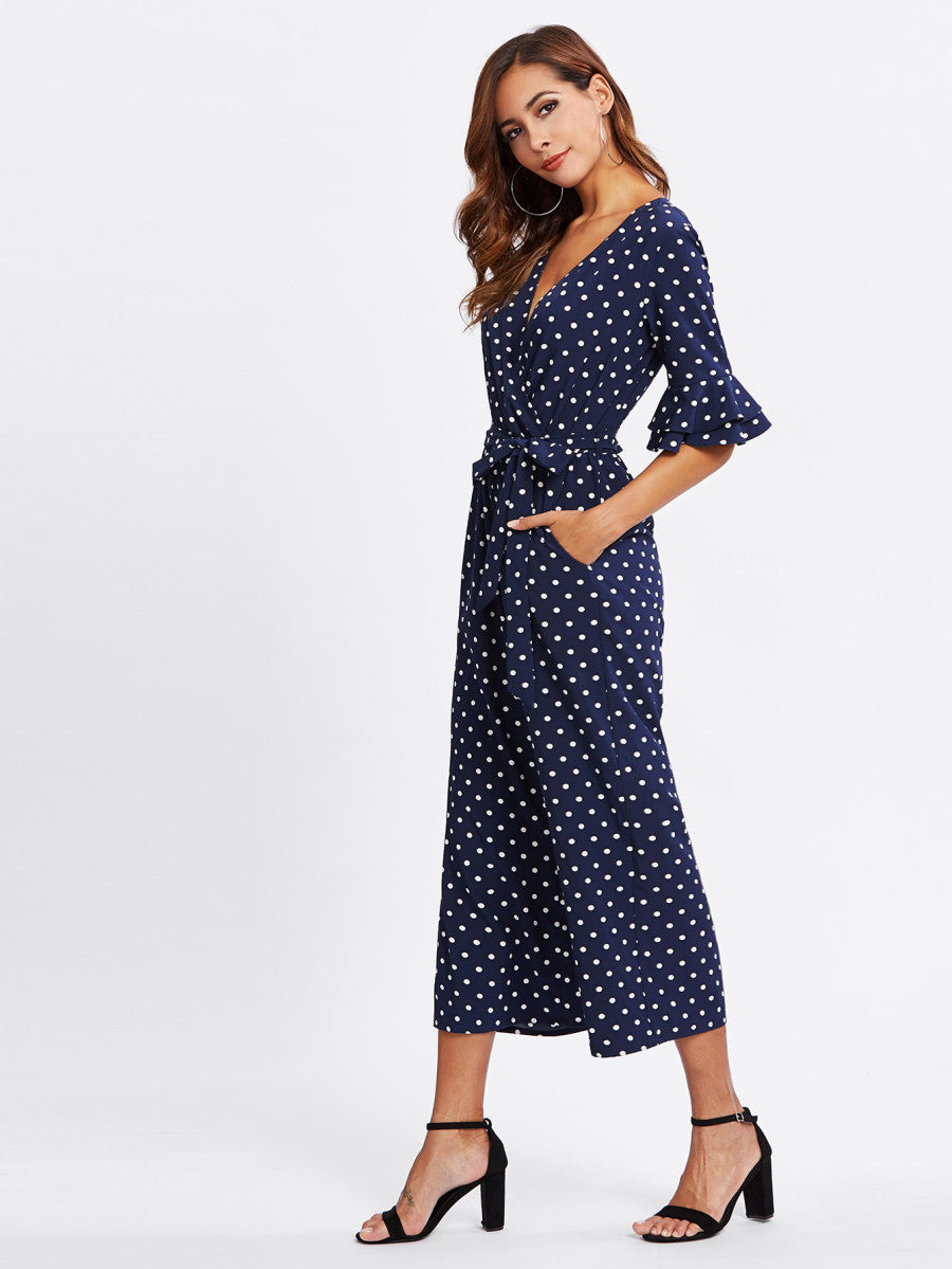 Tiered Trumpet Sleeve Jumpsuit