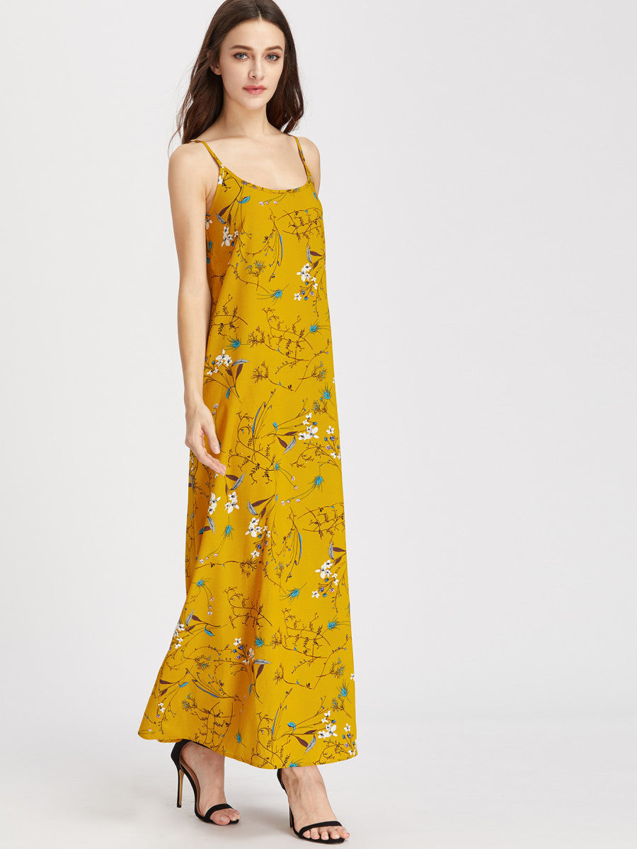 Cami Straps Floral Print Maxi Dress