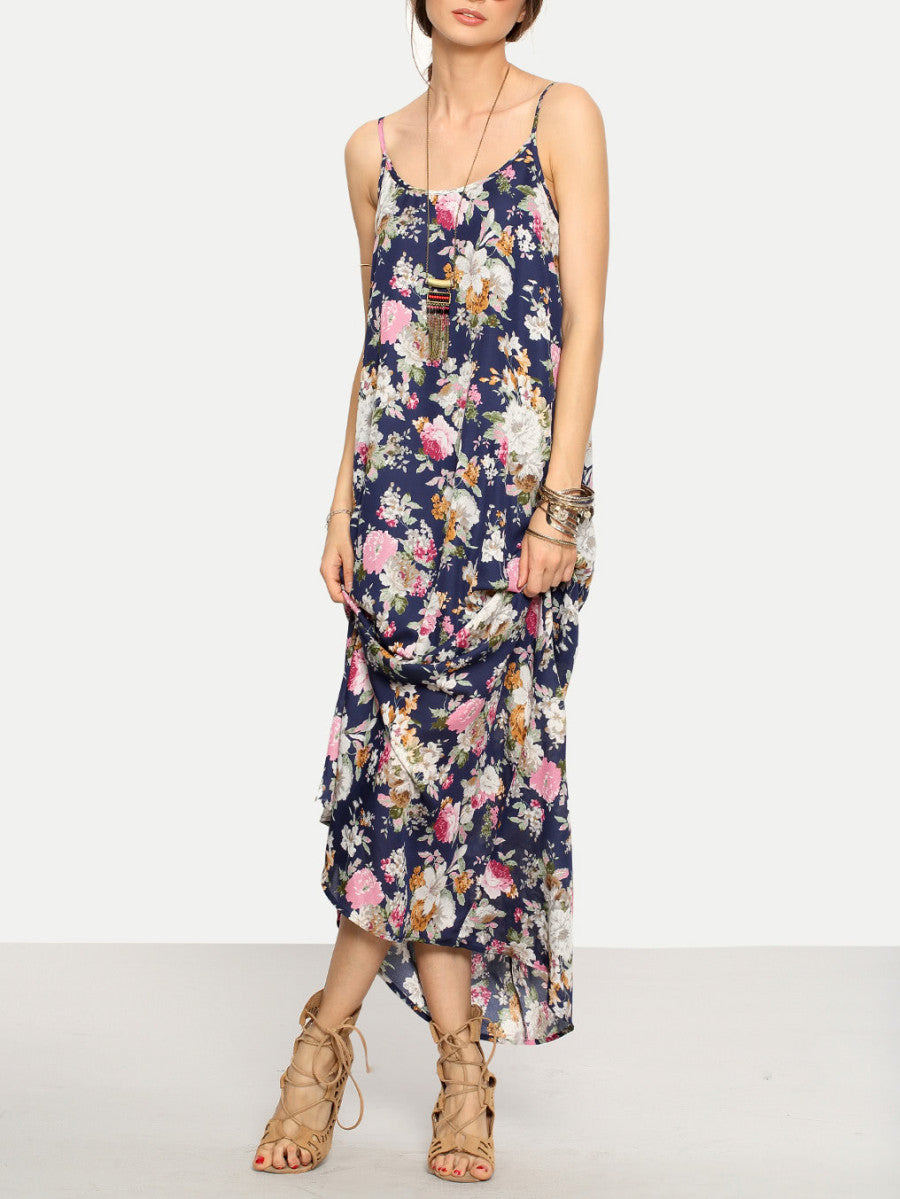 Cami Straps Floral Print Maxi Dress
