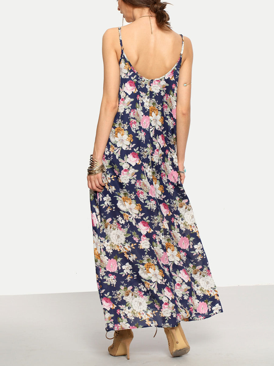Cami Straps Floral Print Maxi Dress