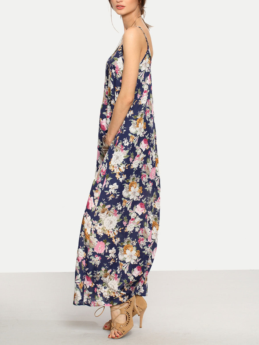 Cami Straps Floral Print Maxi Dress