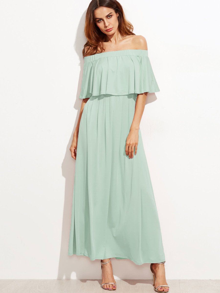Flounce Layered Neckline Dress