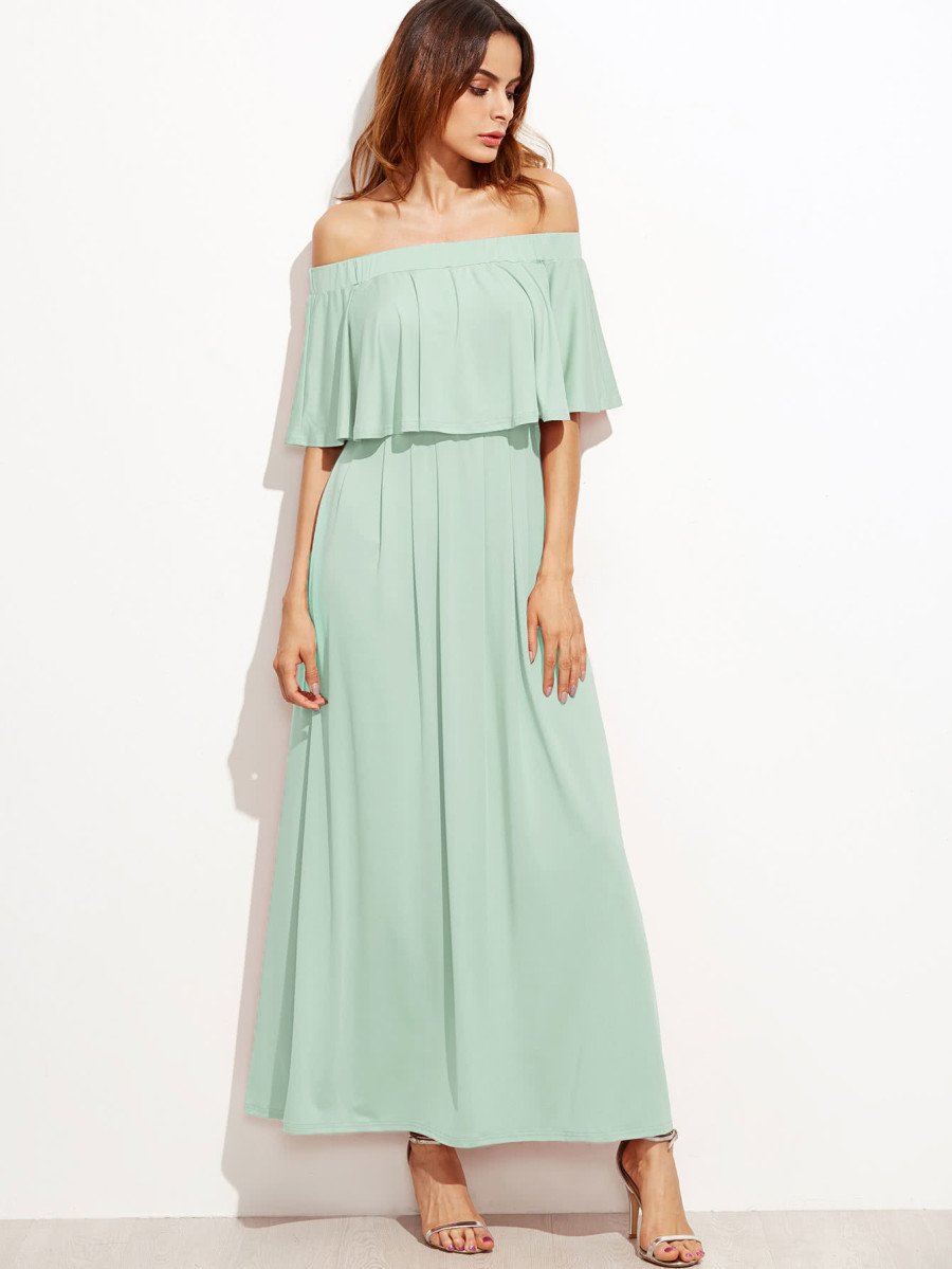 Flounce Layered Neckline Dress