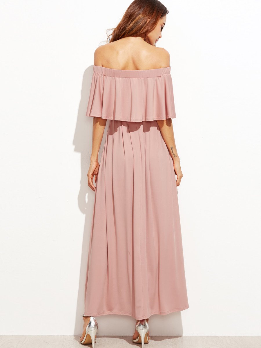 Flounce Layered Neckline Dress