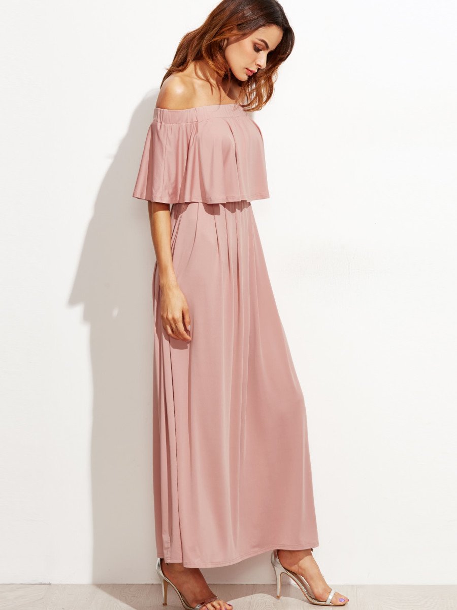 Flounce Layered Neckline Dress