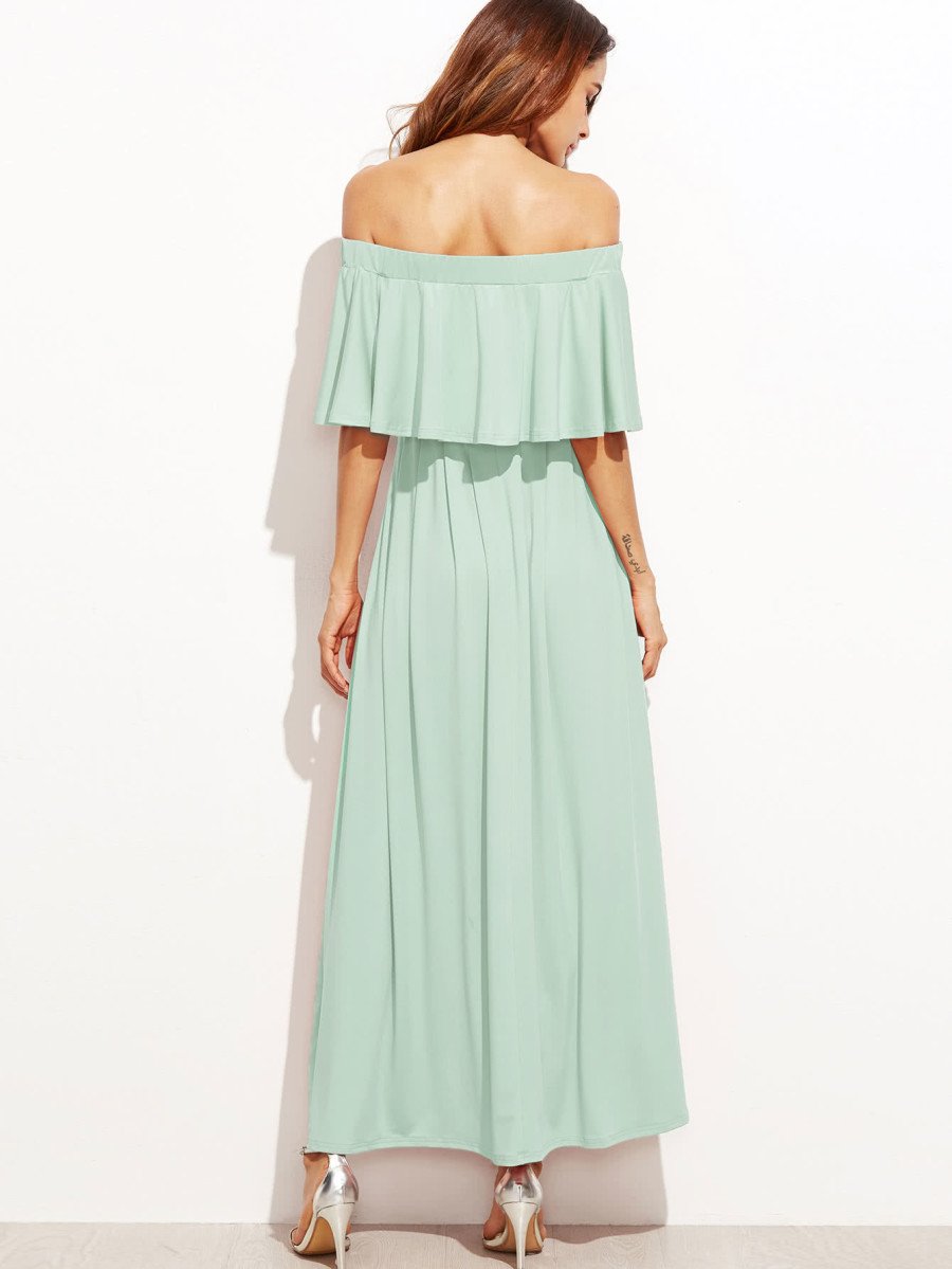 Flounce Layered Neckline Dress