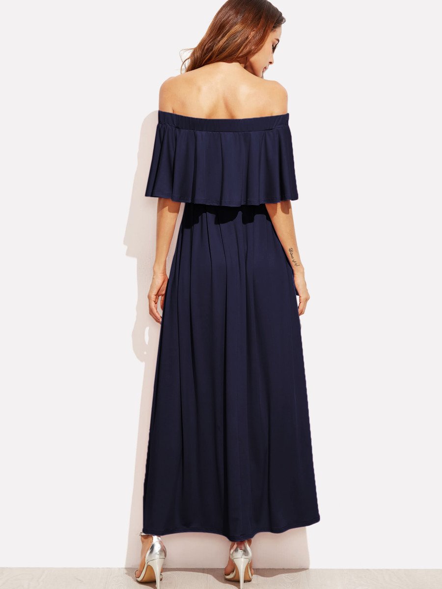 Flounce Layered Neckline Dress