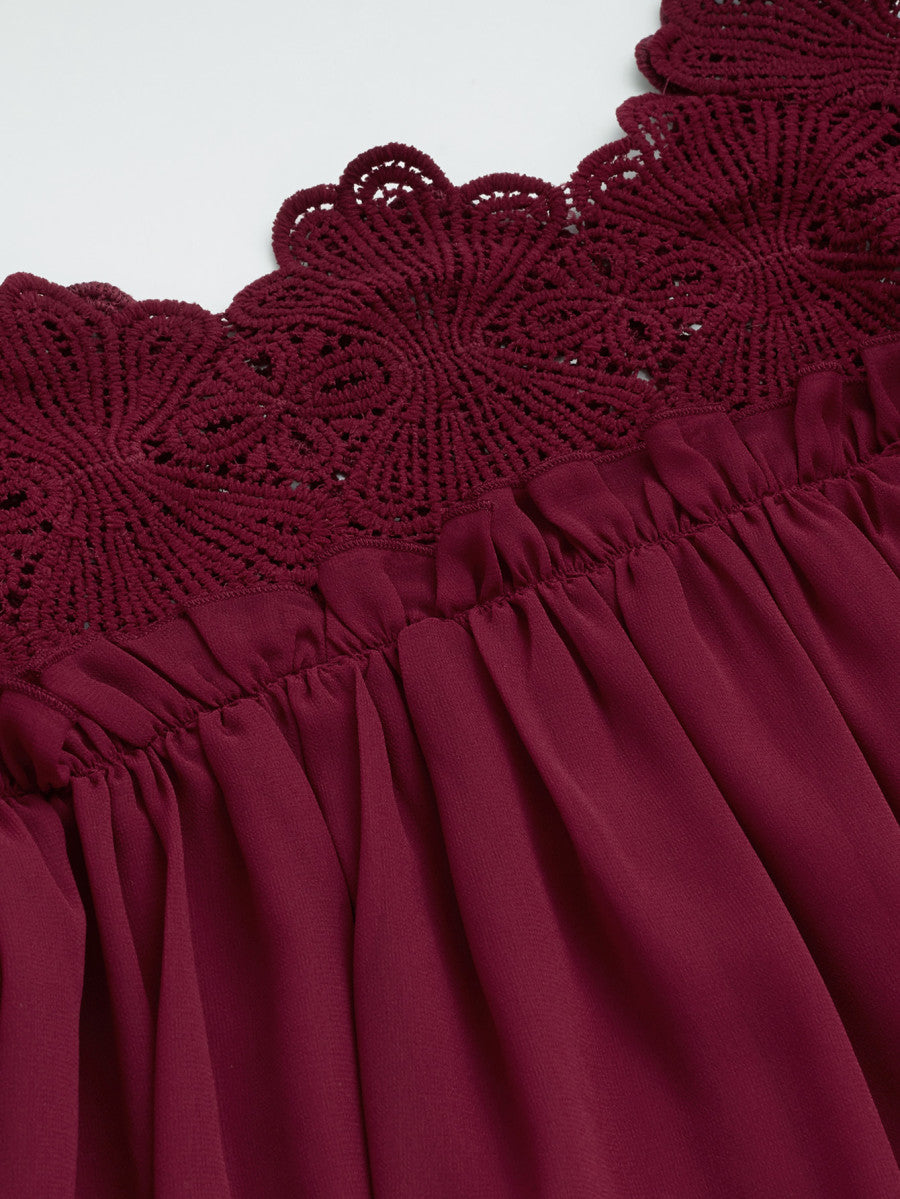 Lace Yoke Smock Top