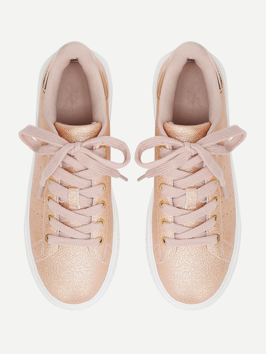 Metallic Lace Up Trainers