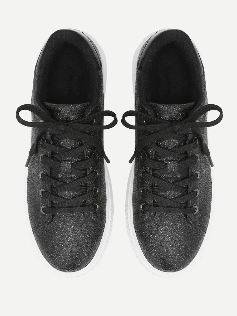 Metallic Lace Up Trainers