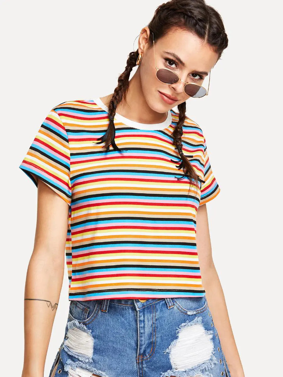Camiseta de punto acanalado con rayas