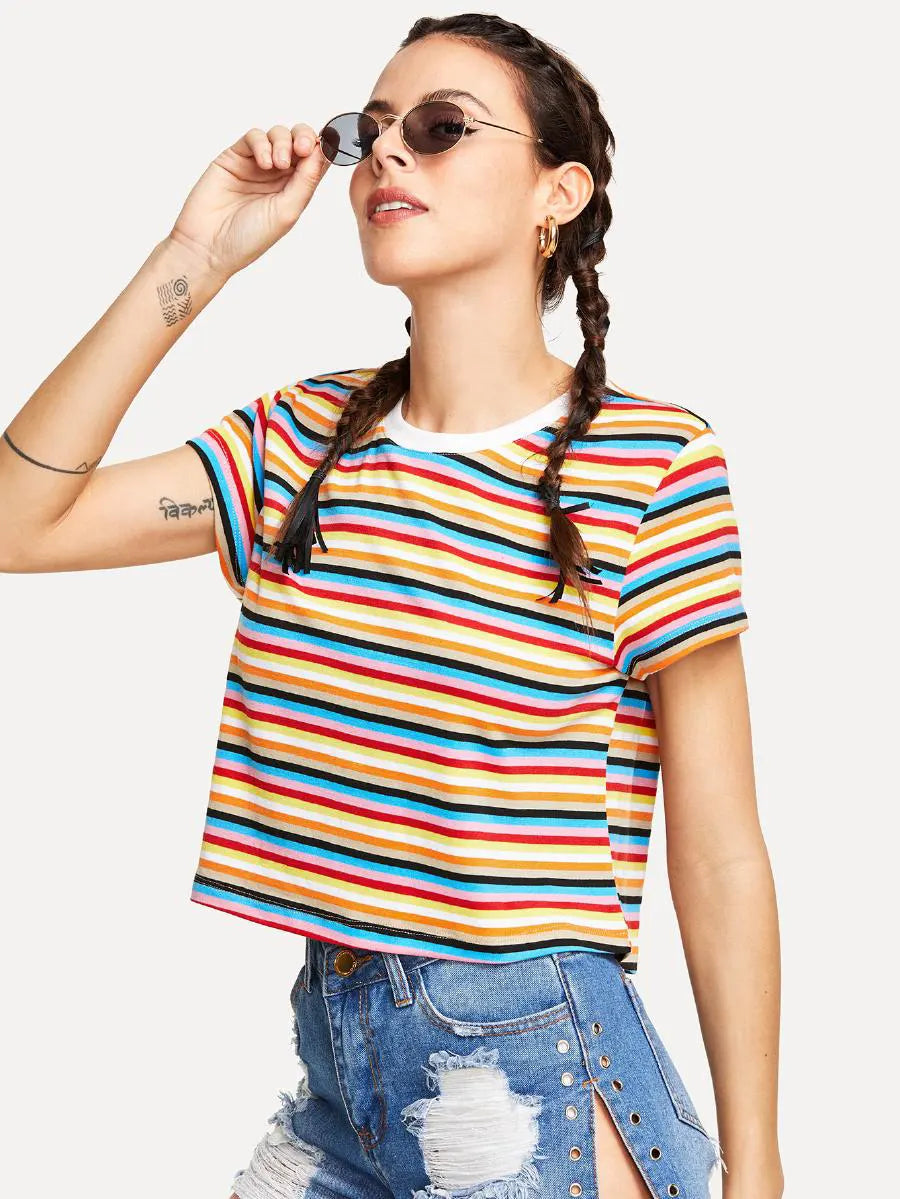 Striped Ribbed Knit Tee