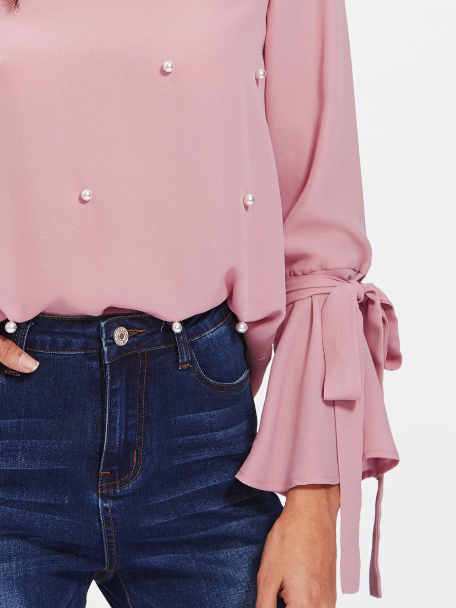 Pearl Embellished Cuff Blouse