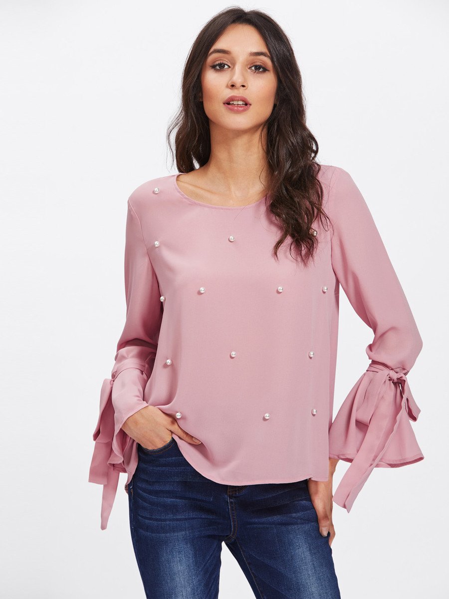 Pearl Embellished Cuff Blouse