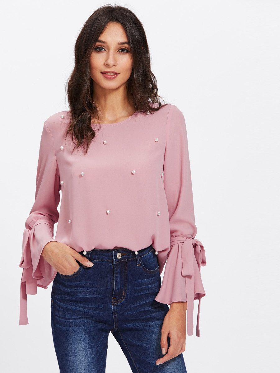 Pearl Embellished Cuff Blouse