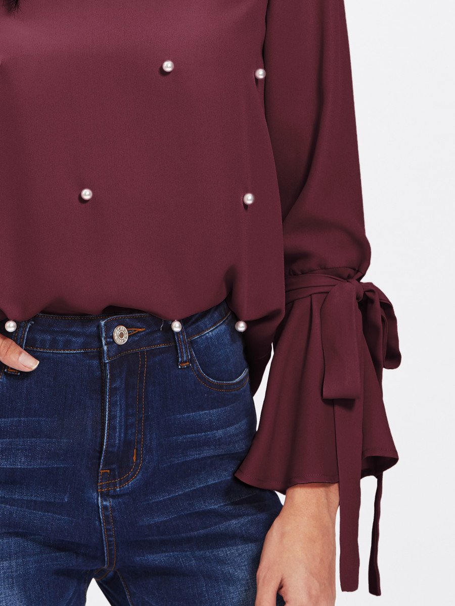 Pearl Embellished Cuff Blouse