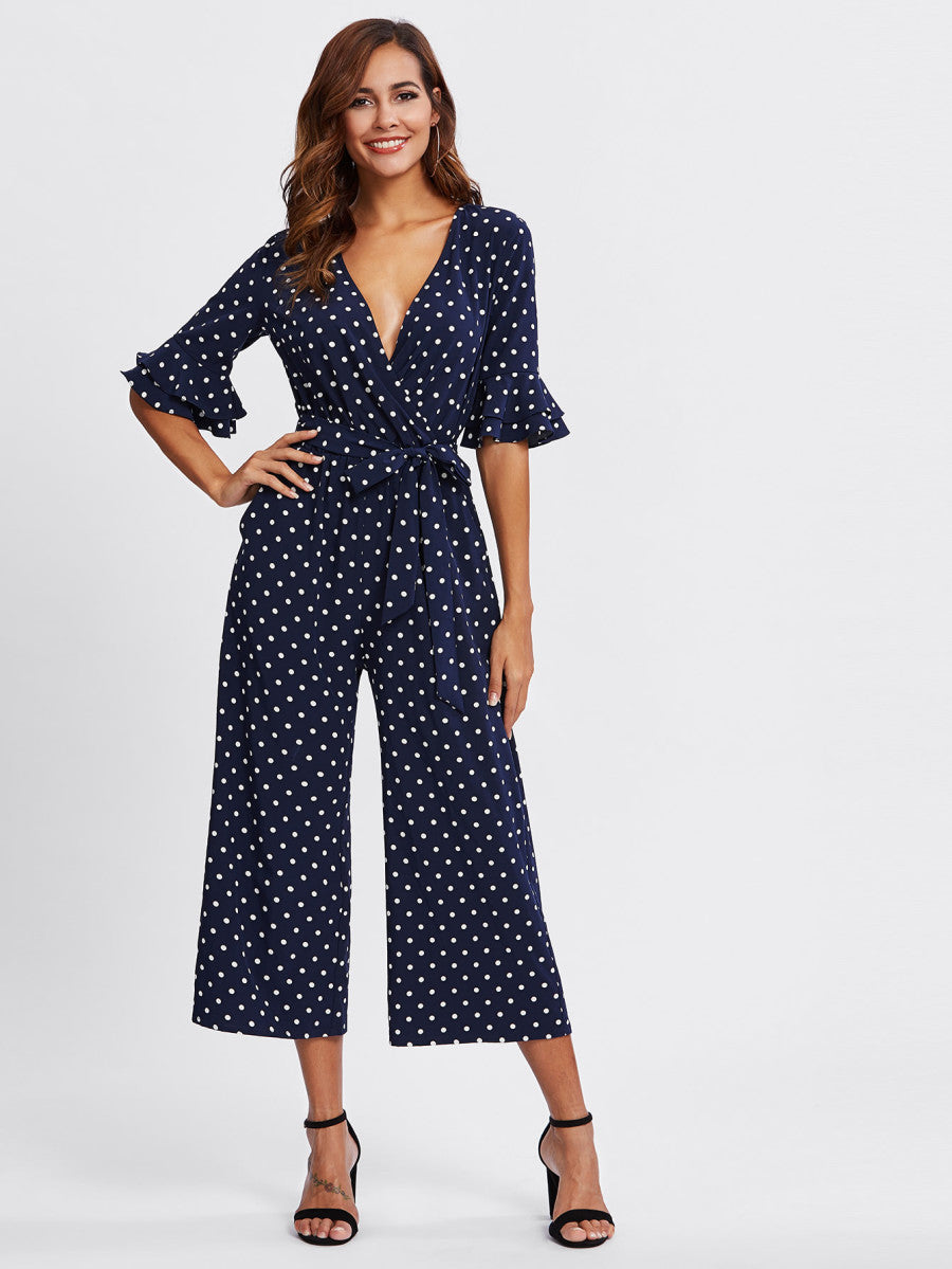 Tiered Trumpet Sleeve Jumpsuit