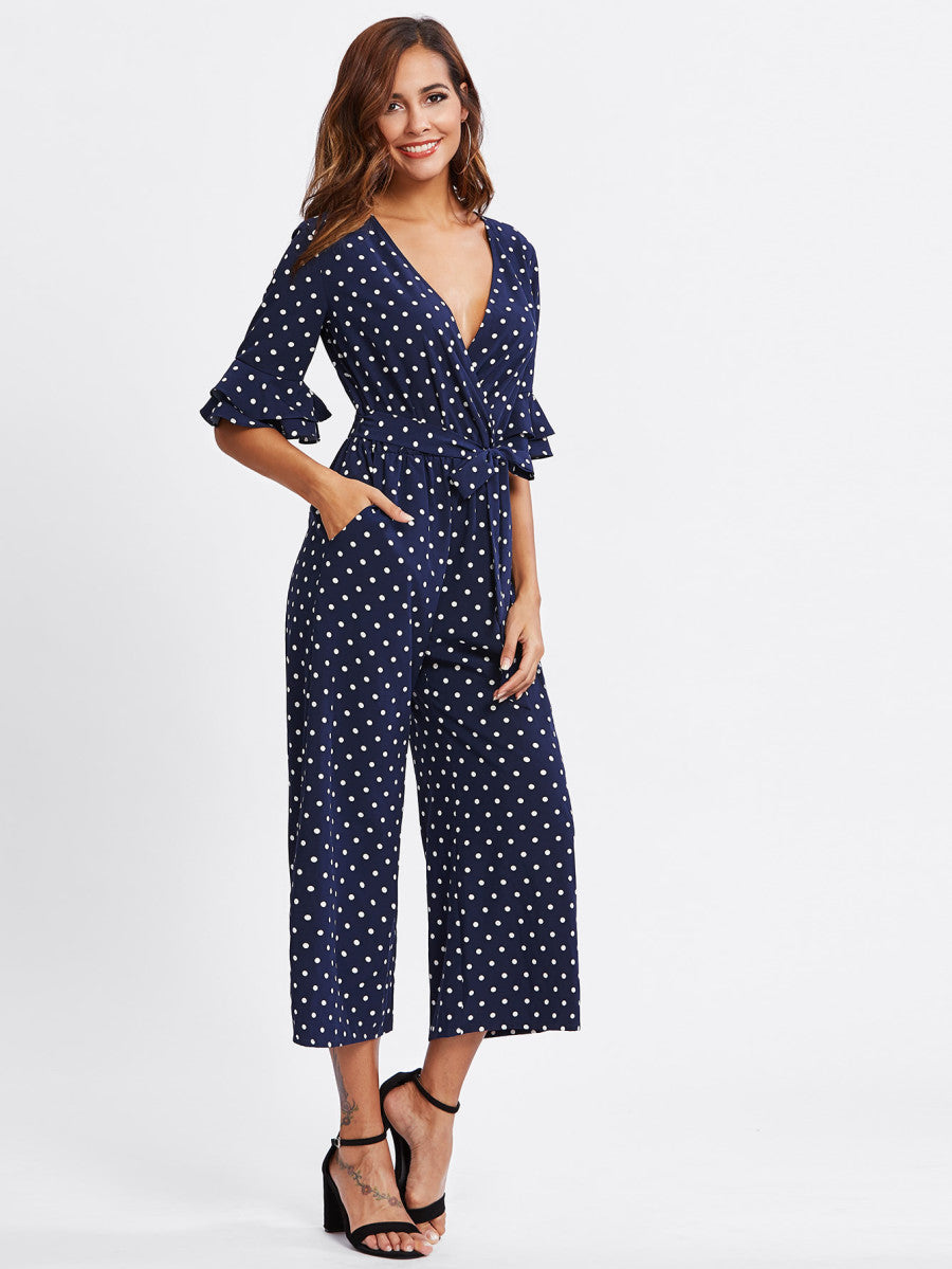 Tiered Trumpet Sleeve Jumpsuit