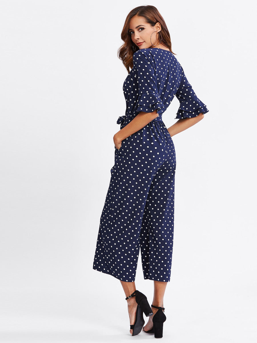 Tiered Trumpet Sleeve Jumpsuit