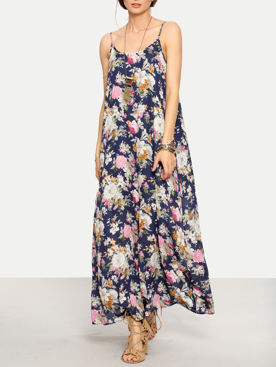 Cami Straps Floral Print Maxi Dress