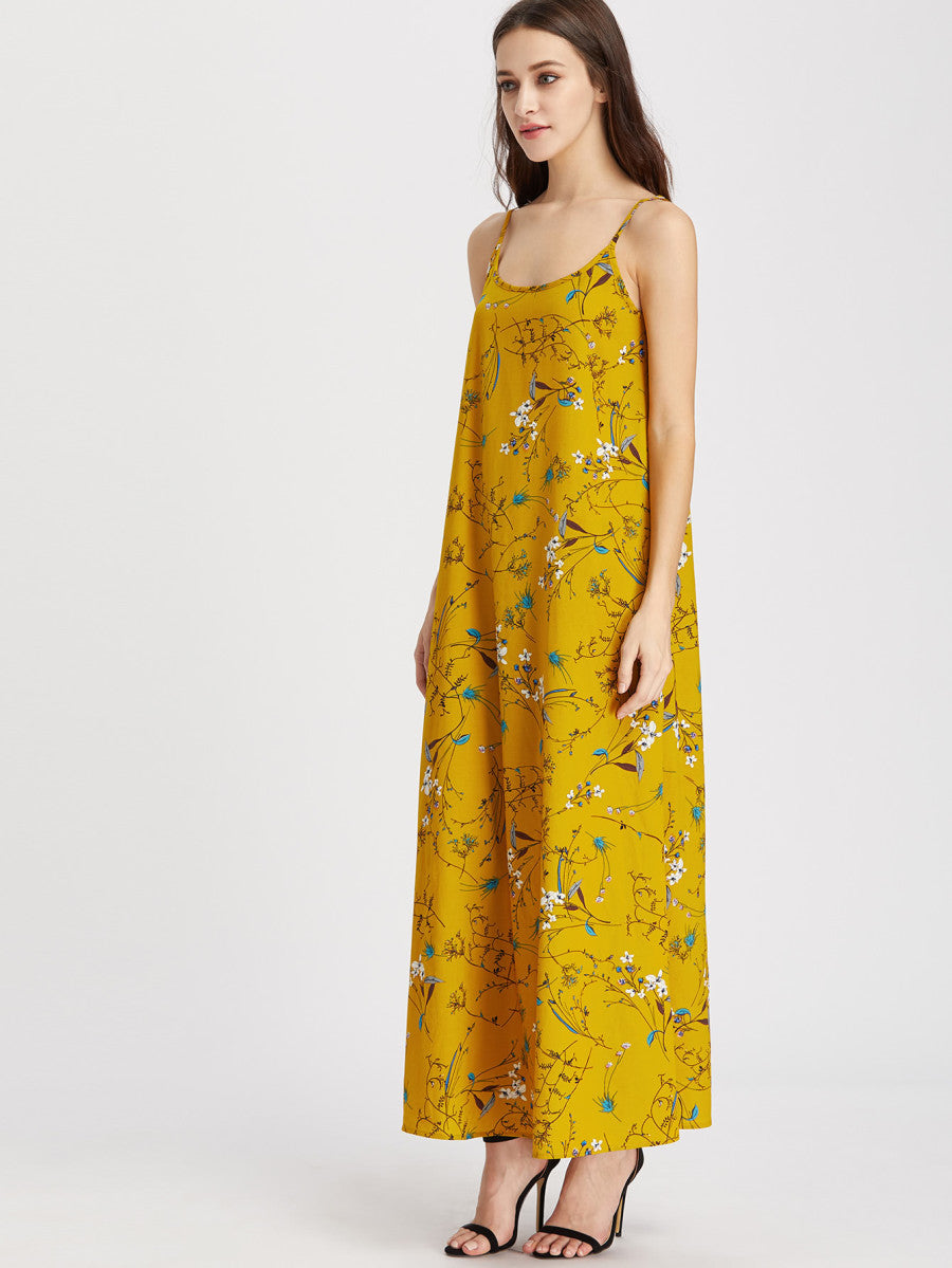 Cami Straps Floral Print Maxi Dress