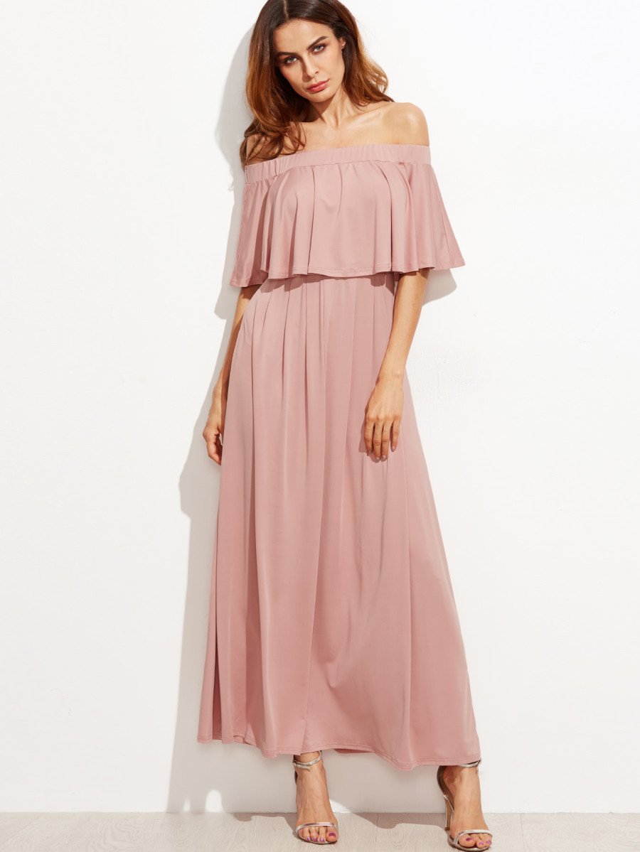 Flounce Layered Neckline Dress