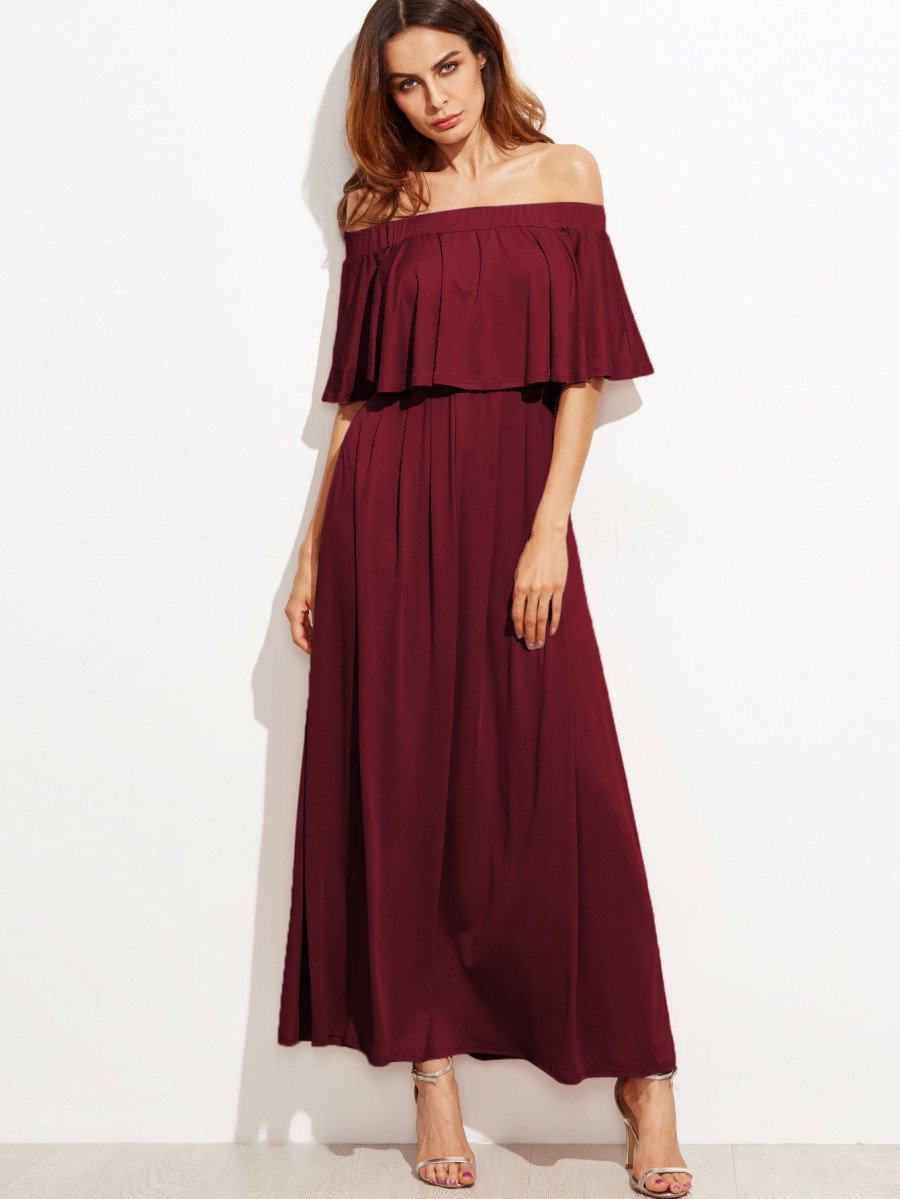 Flounce Layered Neckline Dress