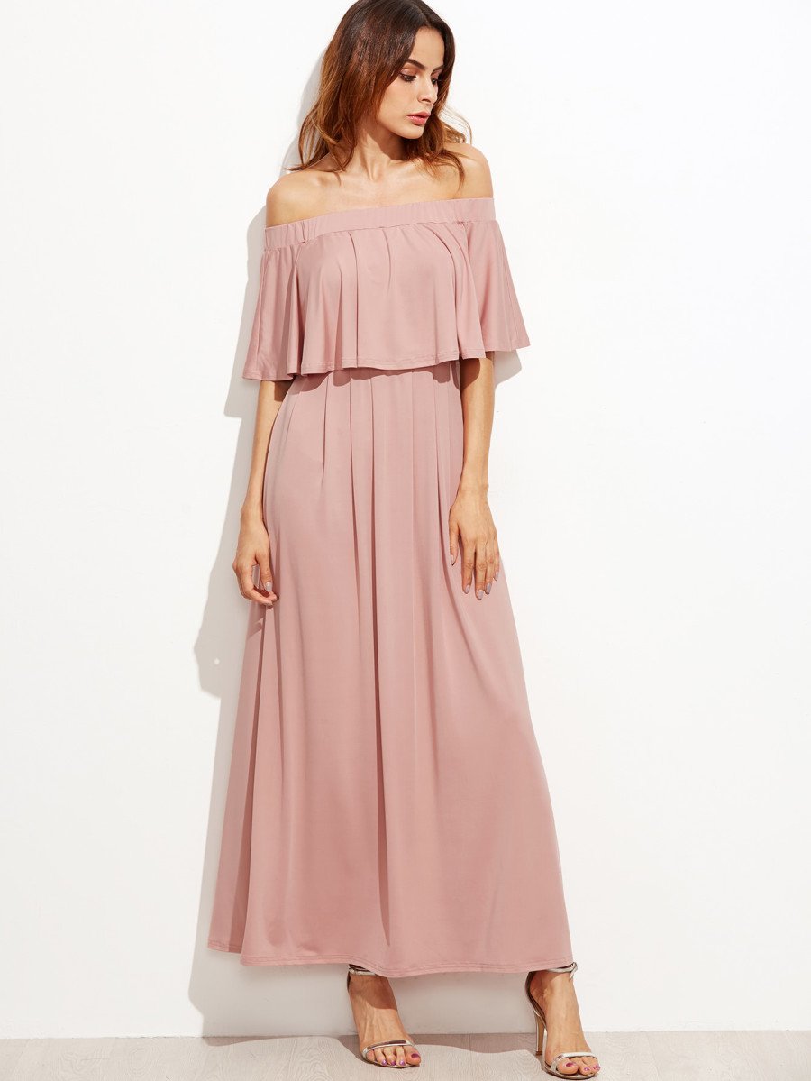 Flounce Layered Neckline Dress