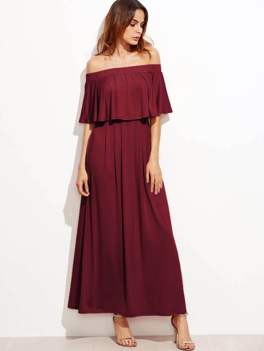 Flounce Layered Neckline Dress