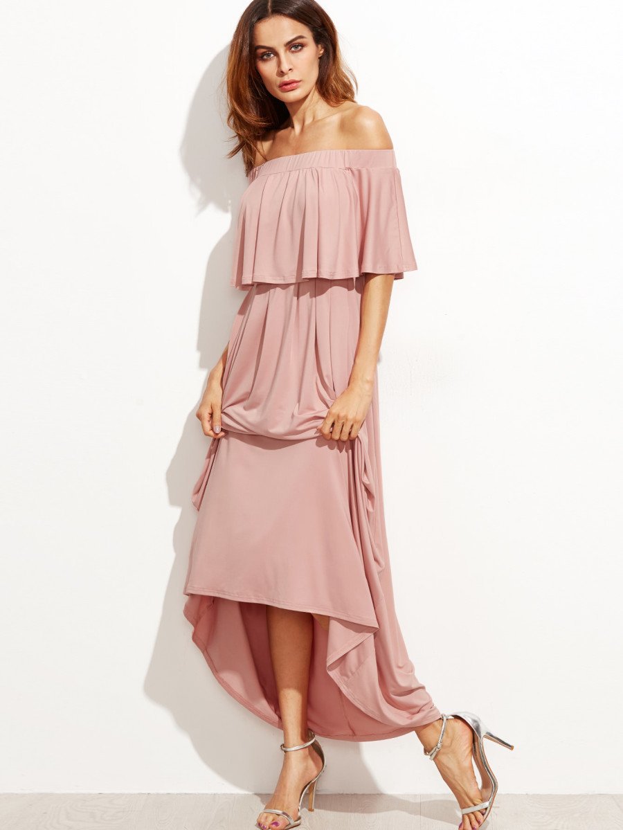 Flounce Layered Neckline Dress