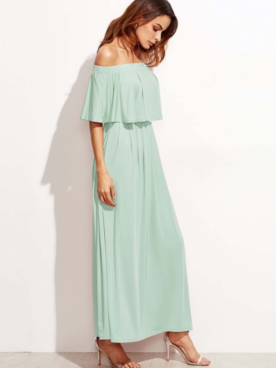 Flounce Layered Neckline Dress