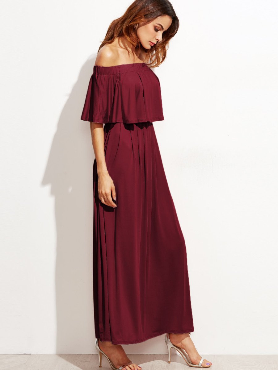 Flounce Layered Neckline Dress