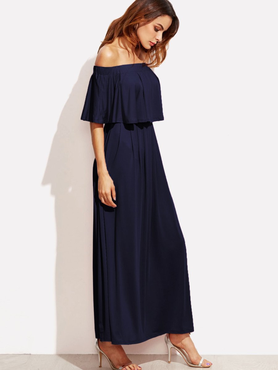 Flounce Layered Neckline Dress