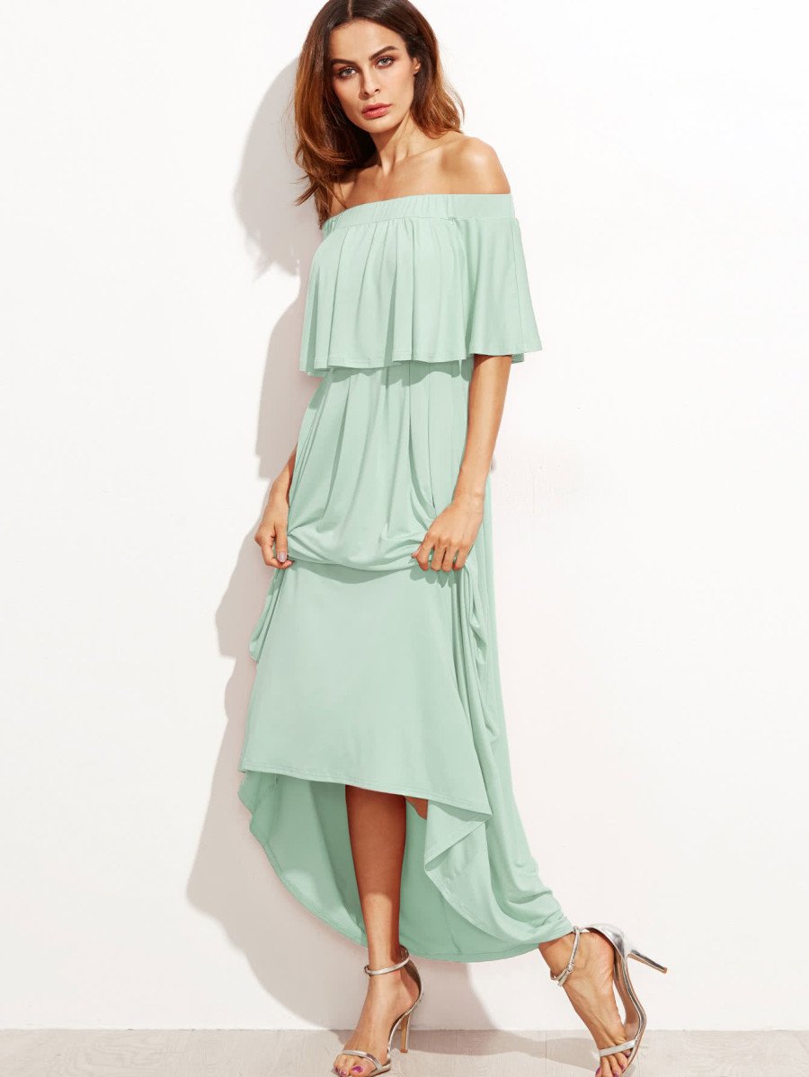 Flounce Layered Neckline Dress