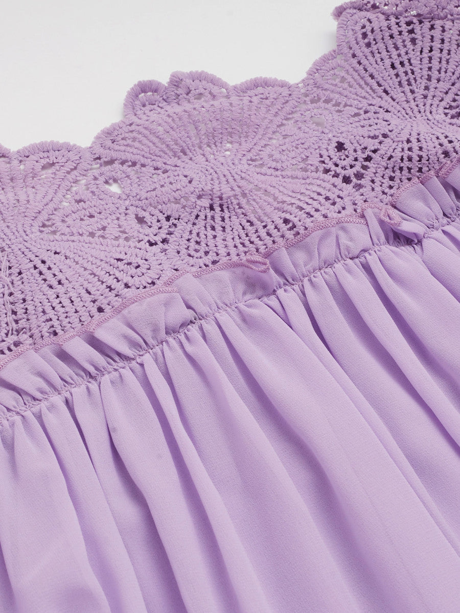 Lace Yoke Smock Top
