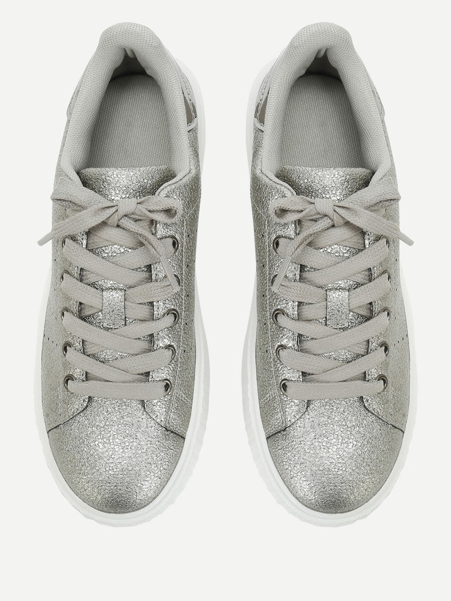 Metallic Lace Up Trainers