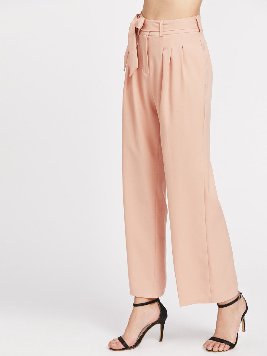 Self Tie Waist Wide Leg Pants